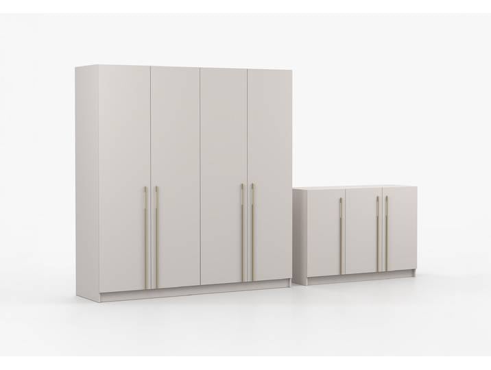 Drehtürenschrank und Kommode 2er-Set ROSA 4D/ROSA 3D II Kaschmir Kaschmir
