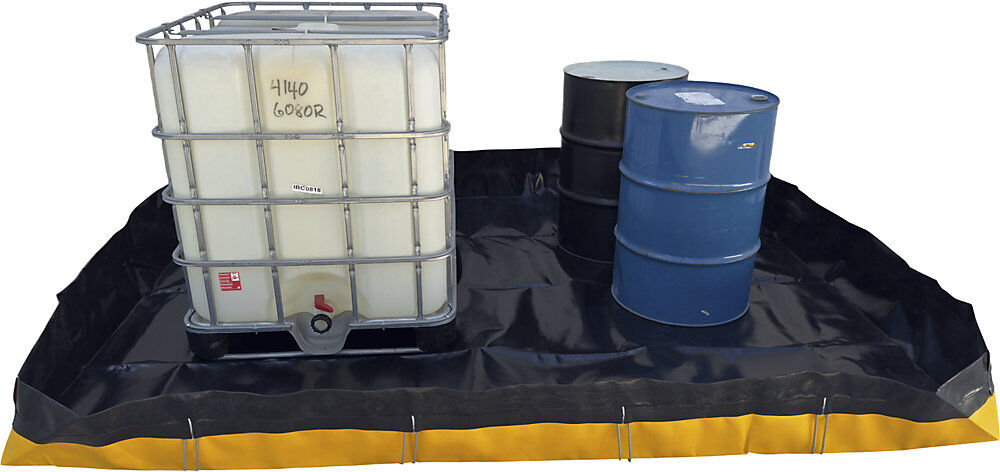 Auffangwanne, faltbar, PE, schwarz/gelb, Auffangvolumen 2160 l eurokraft basic