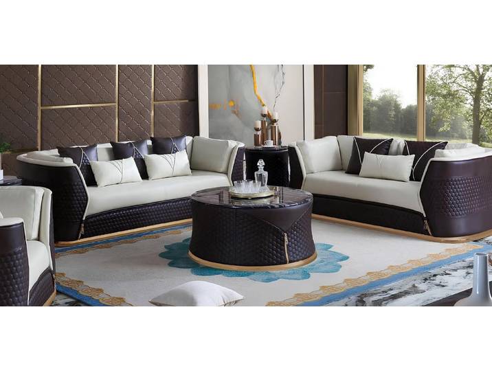 JVmoebel Couchtisch Moderner runder Beistelltisch mit Lederoberfläche für das Wohnzimmer (Couchtisch), Made in Europa
