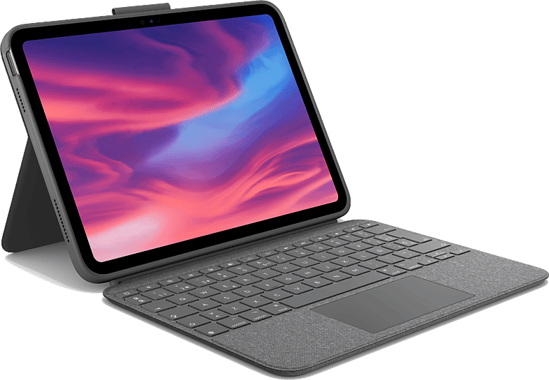 Funda con teclado - Logitech Combo Touch para iPad (10ª generación y A16), Cuatro modos de uso, Teclas acceso directo, Teclado retroiluminado, Gris