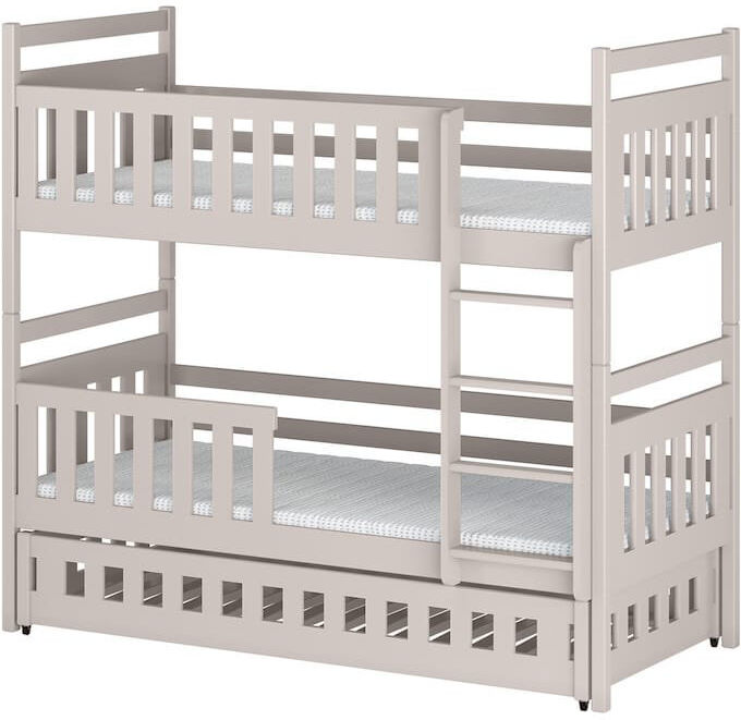 Harriet Bee Wooden Bunk Bed Tola With Trundle 90x190cm - Functional and Stylish Triple Sleeper Cashmere