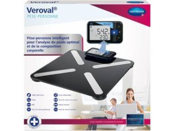 Pèse Personne Intelligent - Veroval - Noir - 180 kg - IMC - Masse Graisseuse