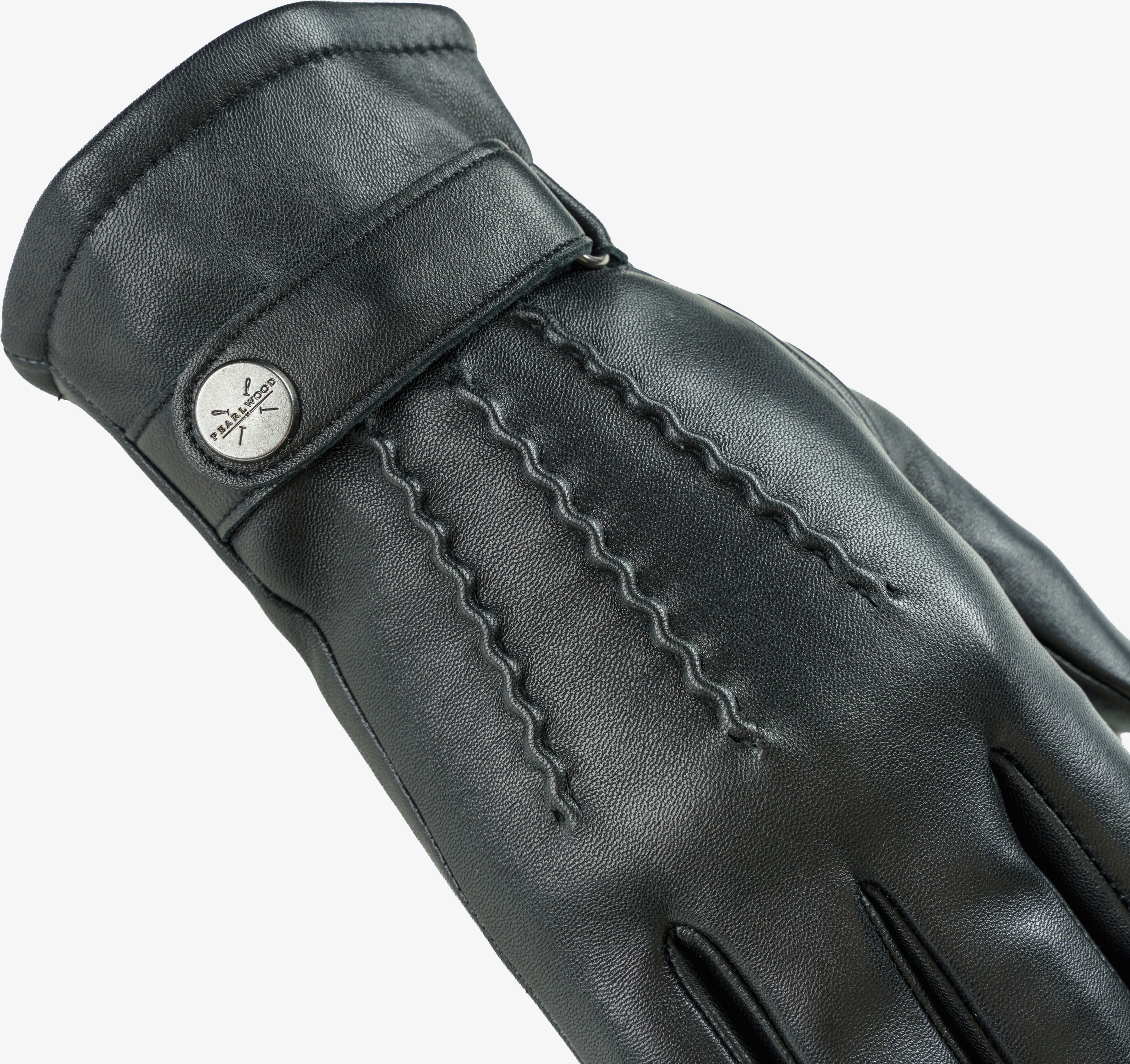 Lederhandschuhe PEARLWOOD "MORTON", Herren, Gr. 8,5, grau (schwarz), Materialmix, Schafsleder, Handschuhe Lederhandschuhe, Touchscreen proofed - mit 10 Fingern bedienbar schwarz 8,5