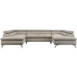WOHNLANDSCHAFT PEDRO U Struktur Beige
