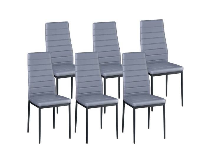 Esszimmerstuhl Leder TIM 6er Set grau