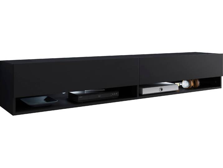 Lowboard HOME AFFAIRE, schwarz (schwarz graphit), B:180cm H:30cm T:32cm, Sideboards, Lowboard, Breite 180 cm, stehend und hängend