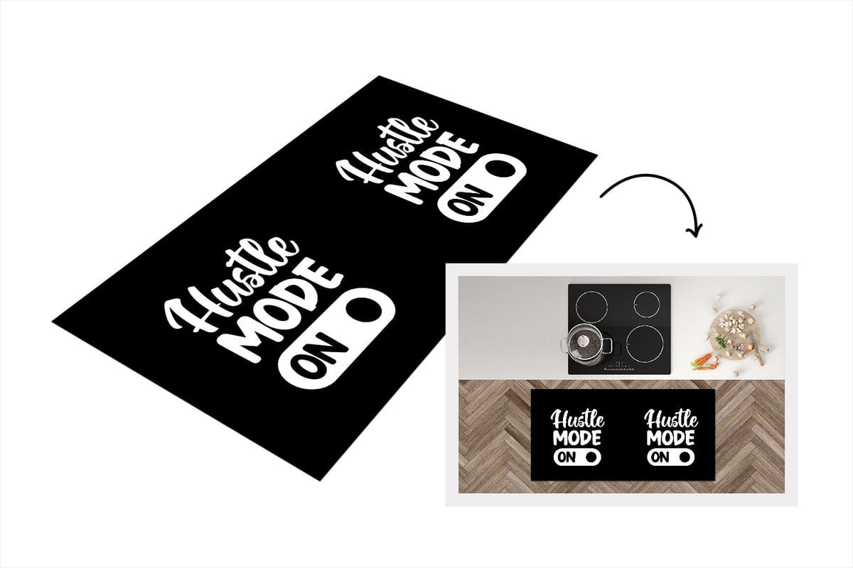 Keukenloper Hustle Mode - Zwart-Wit - Vinyl - 120 x 60 cm