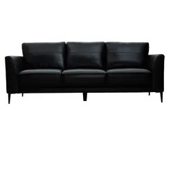 3-Sitzer schwarzes Ledersofa JOPLIN - Büffelleder