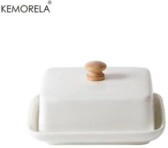 Inspire Essentials Ceramic Butter Dish With Lid And Airtight Storage white