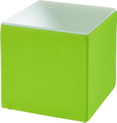 Beistelltisch Wall In, B 410 x T 410 mm, ESG Milchglasplatte, mit Bodengleitern, grün
