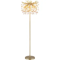 LED Stehleuchte Stehlampe Wohnzimmerlampe Flexibler Arm Gold Metall H 155 cm
