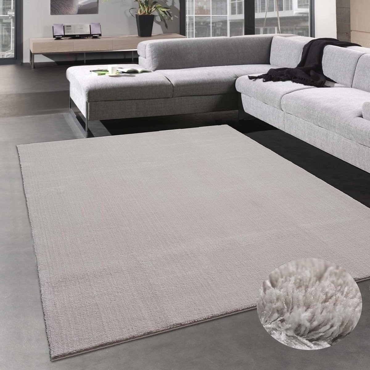 Zacht vloerkleed met antislip onderkant in zandkleur, 200 x 280 cm