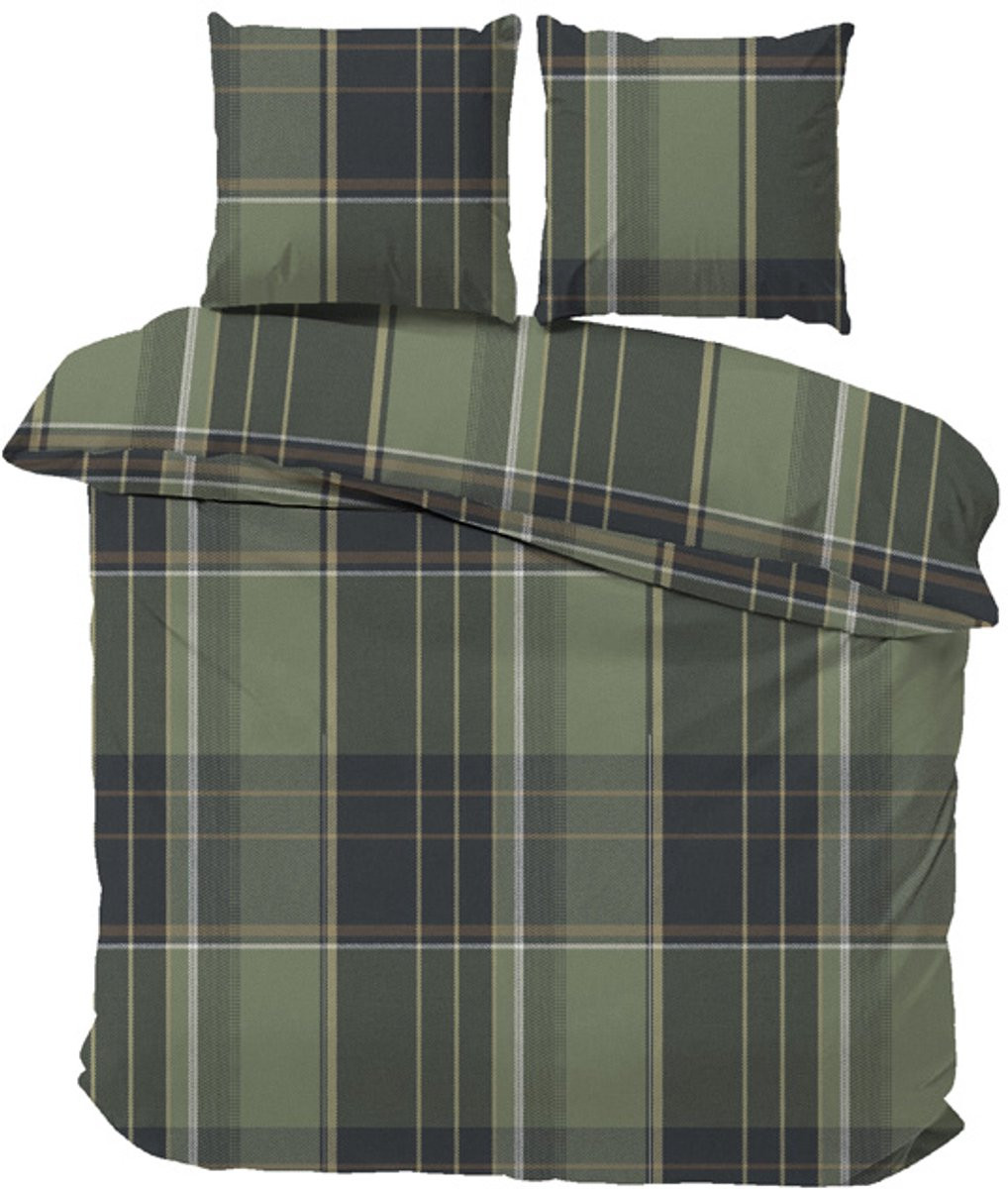 iSleep Flanel Dekbedovertrek Bram Tweepersoons Groen 200 x 220 cm