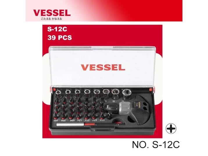 VESSEL S-12C Ensemble de tournevis à cliquet magnétique 39 pièces Outil polyvalent