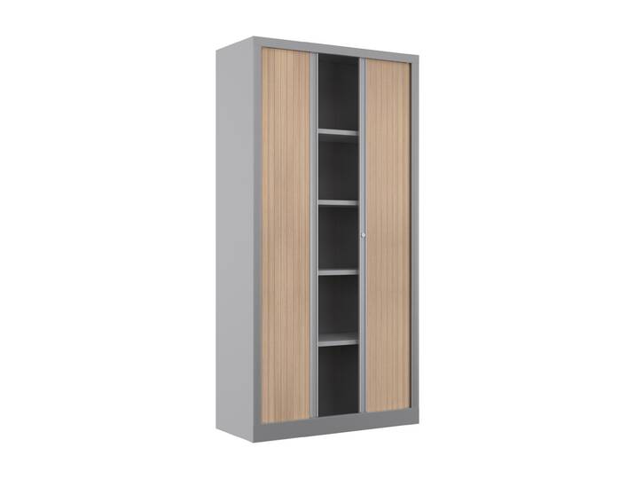 Armoire à rideaux métal Confort+ H.198 x L.100 cm - Corps Aluminium - Rideaux Chêne