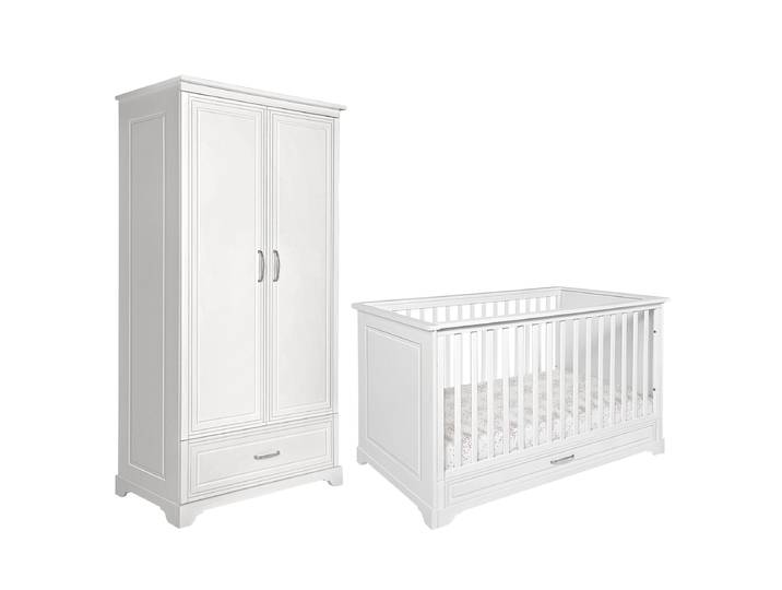 Lit évolutif 70x140 et armoire 2 portes Novelies Melody Blanc