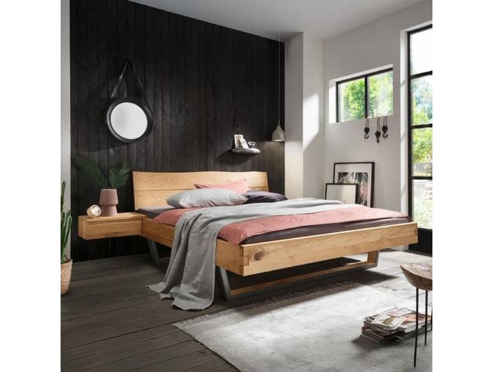 Bett Fillin Komfort Wildeiche Massivholz 200x200cm landhaus, höhenverstellbar