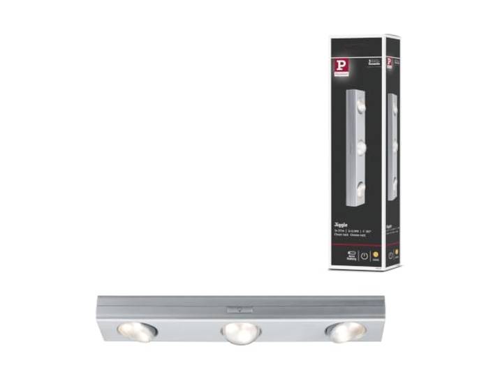 Paulmann 70635 LED Möbelleuchte Jiggle 3er-Spot incl. 3x0,18 Watt dimmbar Schrankleuchte Chrom matt Schranklicht Kunststoff Küchenlampe 3000 K