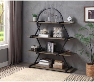 Furniture of America Dillon Industrial 4-Shelf Vertical Open Back Bookcase