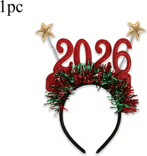 Uplift Curations Christmas Headband Accessory Striped Glitter Hair Hoop In Red, Green And Golden For Festive Party And Holiday Costume red