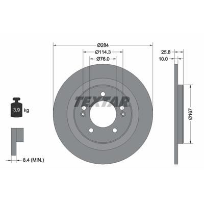 TEXTAR Bremsscheibe PRO 92252703 284mm 10mm für KIA