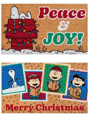 Licensed Peanuts Snoopy and Friends Natural Coir Indoor/ Outdoor Door Mats, 2 Pack
