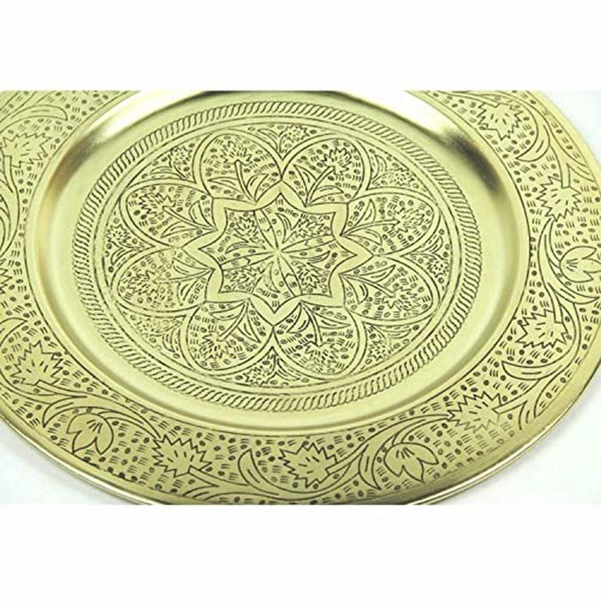 Ronde Marokkaanse Theetafel Tray 40 cm - Antieke Gouden Look Decoratie