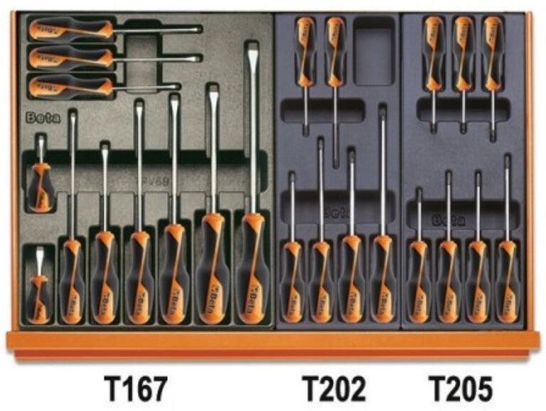 Beta 5904VI3T Assortimento di 144 utensili per manutenzioni industriali in termoformato rigido in ABS