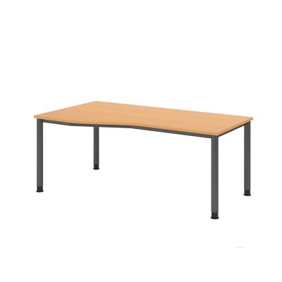 Hammerbacher-Schreibtisch 4Fuß-rd.180x100/80cm Buche/Graph-VHS18/6/G