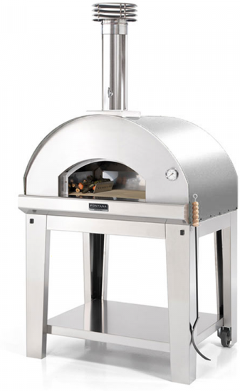 Fontana Forni Fontana Mangiafuoco INOX - Forno a legna da esterno con carrello