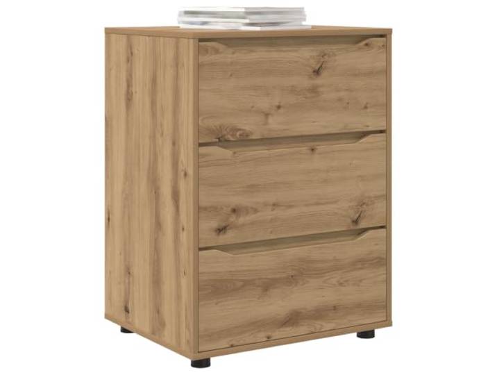 KTHLBRH Schrank 60 x 48 x 81 cm Mehrschichtholz Eiche Handwerk 3 Schubladen mit Kugellager, höhenverstellbar, stabile Füße, pflegeleicht