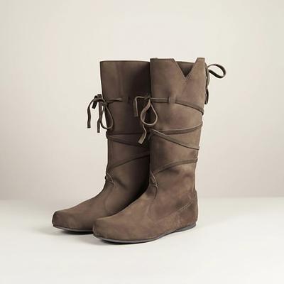 braune Schnürstiefel im Mittelalter-Stil für Damen – perfekt für Renaissance-Messen, Cosplay-Events und Treffen im Freien mit mittelalterlichem Thema