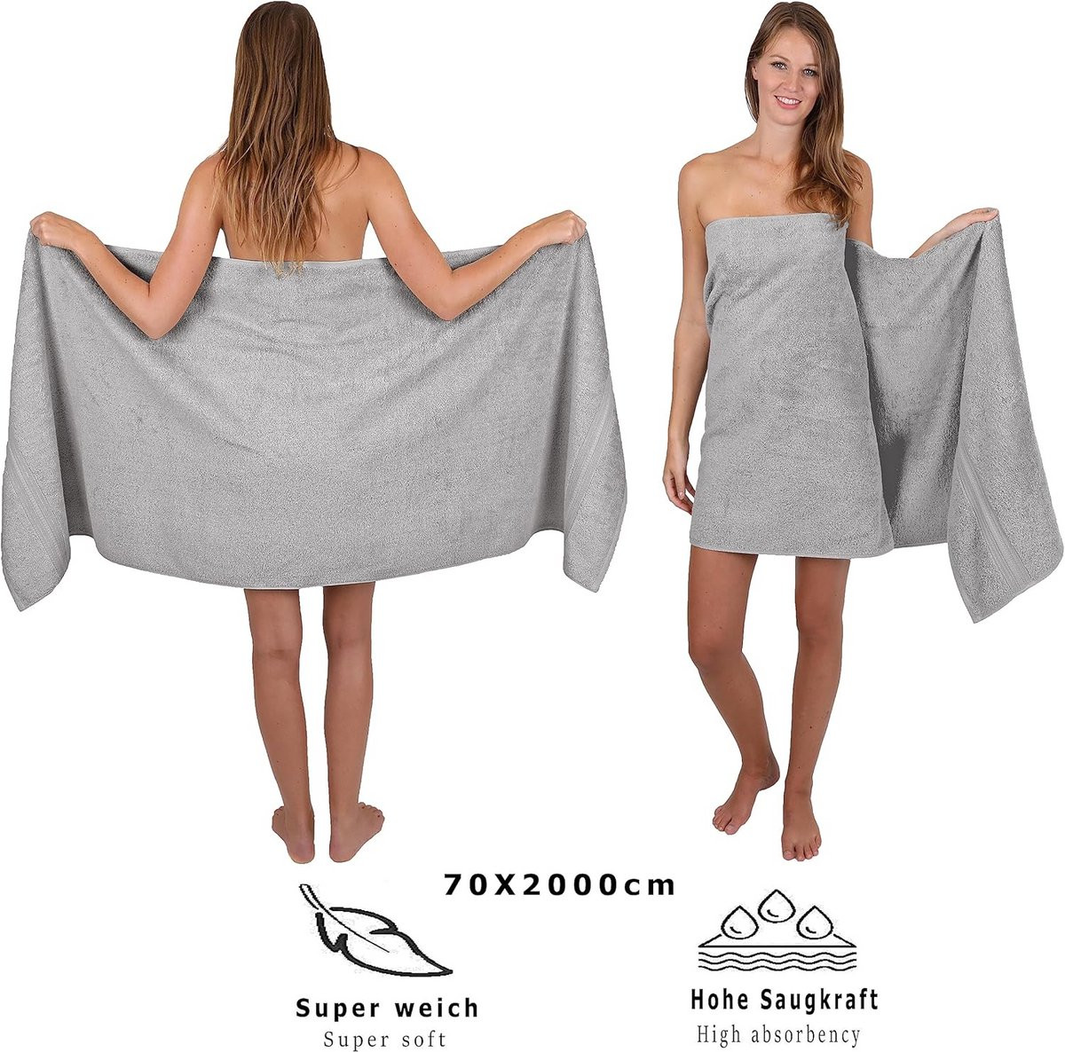 XXL Sauna Handdoek van Badstof in Zilvergrijs, 70 x 200 cm