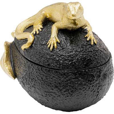 Dose KARE DESIGN "Dekodose Avocado Lizard 15cm", schwarz, B:16,5cm H:15cm T:11cm, Polyresin (Kunststein), Aufbewahrungsboxen, ideal für Schmuck, Schlüssel, Kleingeld, Haargummis u.a. Kleinteile