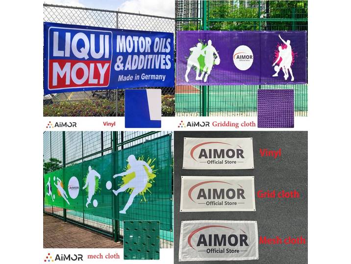 Bannière publicitaire extérieure AIMOR personnalisable en tissu enduit, impression de logo DIY, fond publicitaire en vinyle PVC imperméable et résistant aux UV