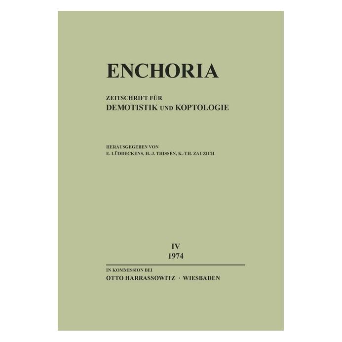 Harrassowitz Enchoria / Enchoria IV (1974) (Deutsch, Softcover, Erich Lüddeckens, Heinz-Josef Thissen, Karl-Theodor Zauzich) (55503575)