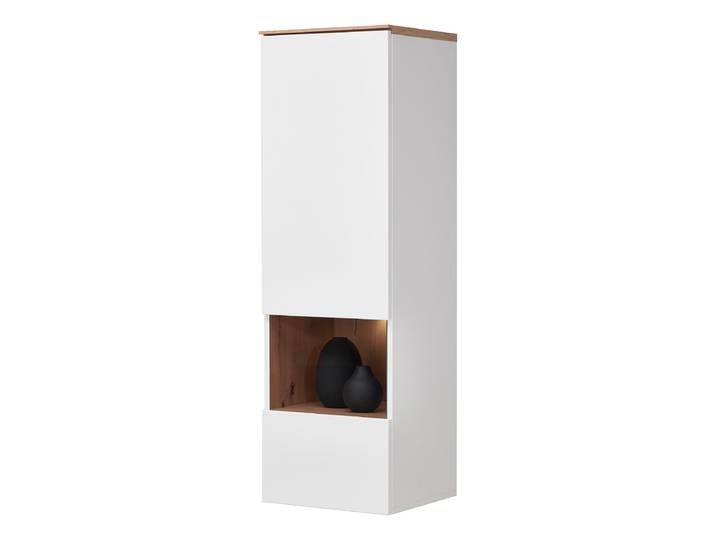 Vitrine murale éclairée 40 x 126 x 37cm Blanc/Blanc
