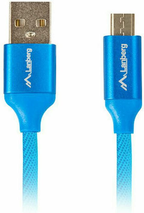 Lanberg USB Micro naar USB-A 2.0 Premium QC 3.0 Kabel, 1,8m, Blauw