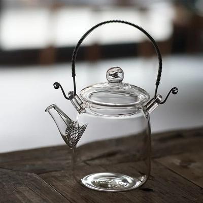 Uplift Essentials Japanese Handmade Heat Resistant Glass Teapot With Traditional Beam Handle 350ml