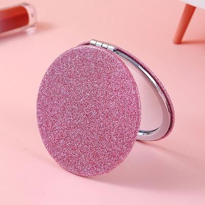 Fusion Finds Glitter Mini Vanity Mirror Portable Pocket Mirror Foldable Travel Makeup Mirror For Purse pink