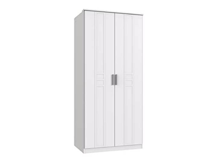 möbelando Kleiderschrank >BORKUM< (BxH: 91x199 cm) in Weiss - 91x199cm (BxH)