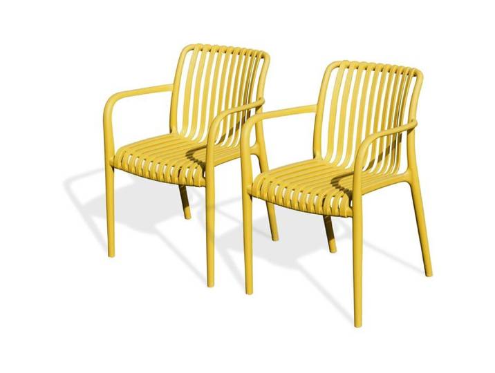 Lot de 2 fauteuils de jardin - CITY GARDEN - Tiago-FT - Empilable - Moutarde