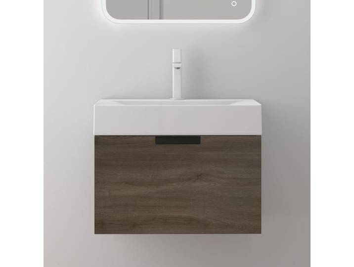 doporro meuble sous vasque marron 60cm sans lavabo meuble de salle de bain aspect bois de chêne