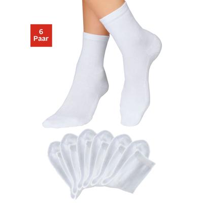 Socken H.I.S "Damen Herrensocken Frottee meliert oder uni", Herren, Gr. 35-38, weiß (6x weiß), Baumwolle, Elasthan, Polyamid, uni, elastisch, Socken Socken, mit bequemem Frottee