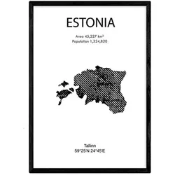 POSTER Country Map – Estonia A3 Rahmenlos