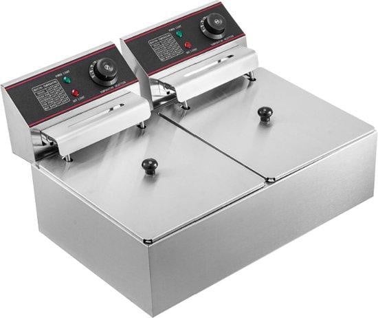 Kibus Dubbele professionele frituurpan, 12 liter, 2500W, 220V, inclusief schep en sponsen