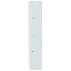 Bisley Garderobenschrank Office mit Schloss aus Stahlblech, 2 Fächer - Spind abschließbar für Sportzeug, Kleidung & Co. - Tiefe: 30,5 cm - Farbe:
