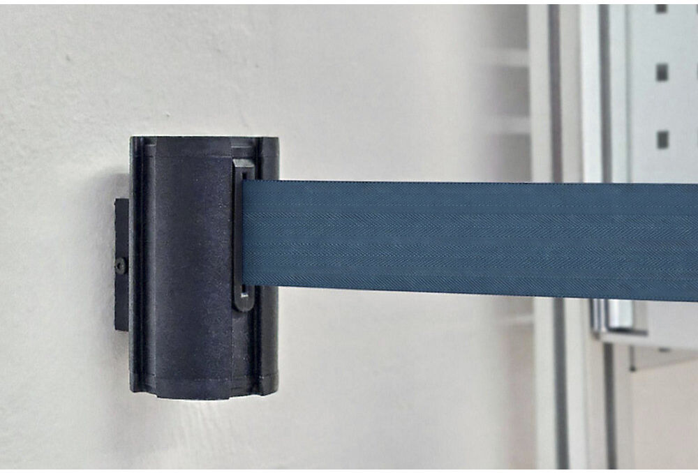kaiserkraft Gurtbandkassette Wall Mount, Bandauszug max. 3700 mm, Gurtfarbe Navy