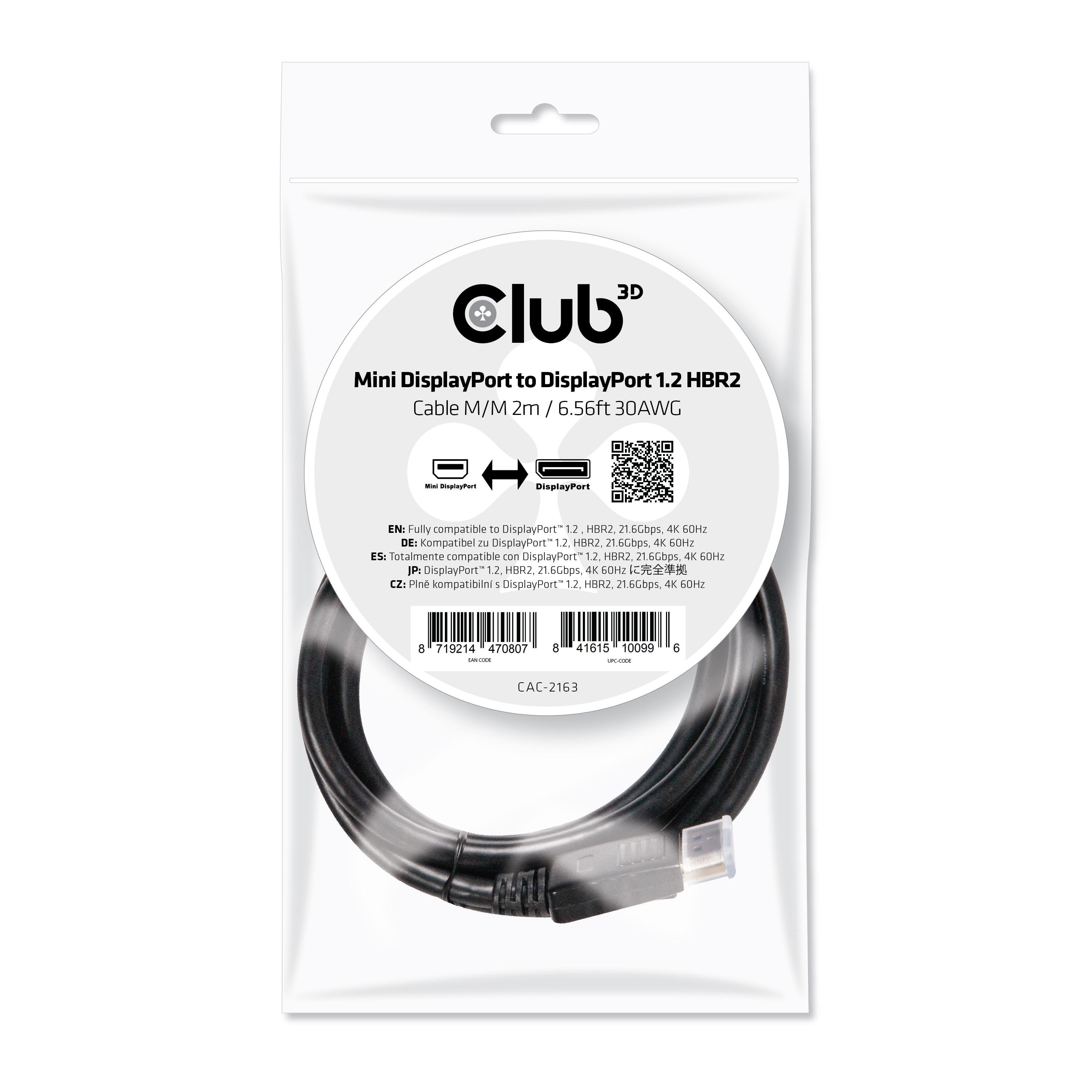 Club 3D CAC-2163 Mini DisplayPort / DisplayPort 1.2 M/M 2m