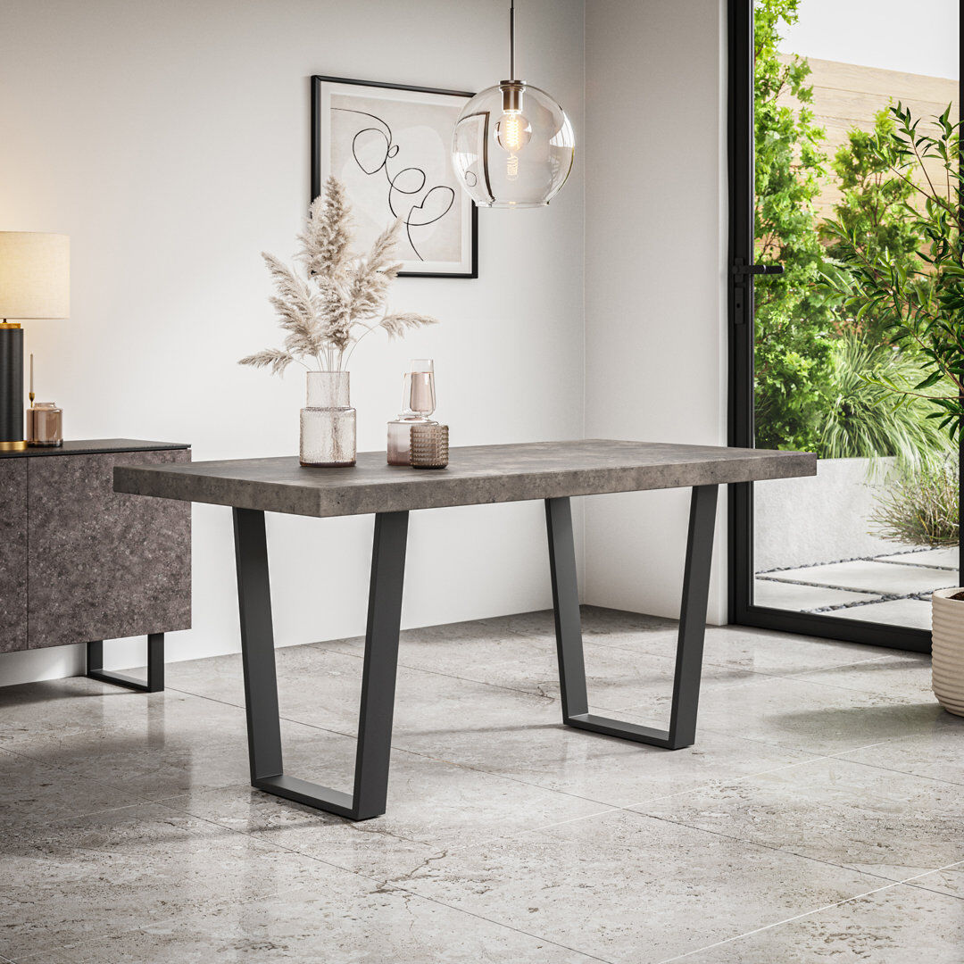 17 Stories Shardul Dining Table Modern Table w Black Legs Grey